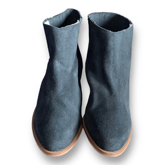 Matt Bernson Black Suede Ankle Boots Stacked Heel Size 8.5 Leather Bootie - Picture 4 of 12